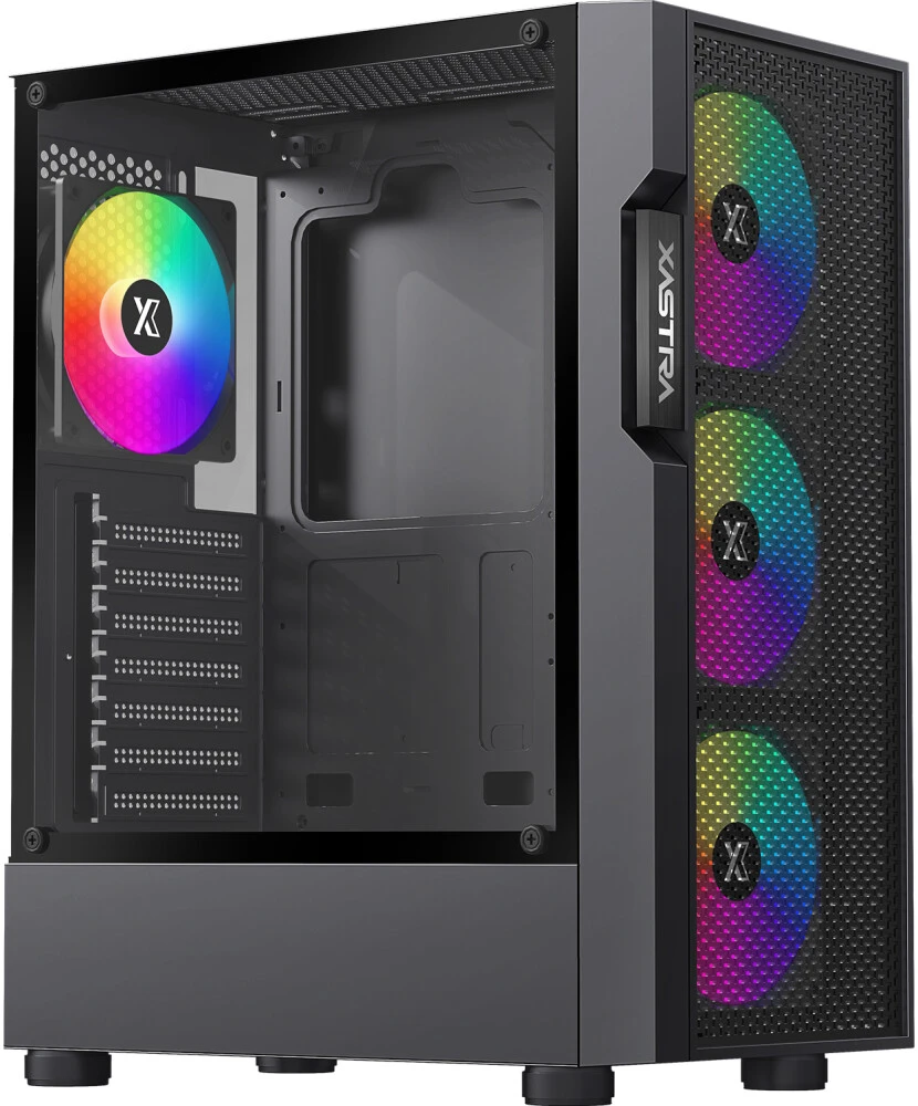 Корпус XASTRA A302 4FRGB (черный) (A302-BK-FC120FRGB-4F-GL)