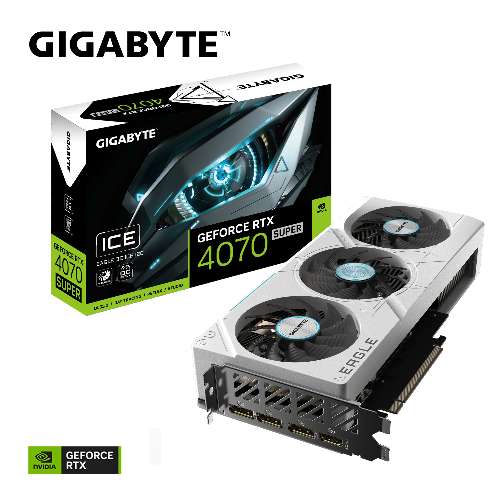 Видеокарта Gigabyte RTX 4070 Super Eagle OC Ice 12G (GV-N407SEAGLEOC ICE-12GD)