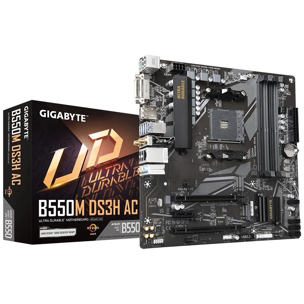 Материнская плата Gigabyte B550M DS3H AC (rev. 1.5/1.6)