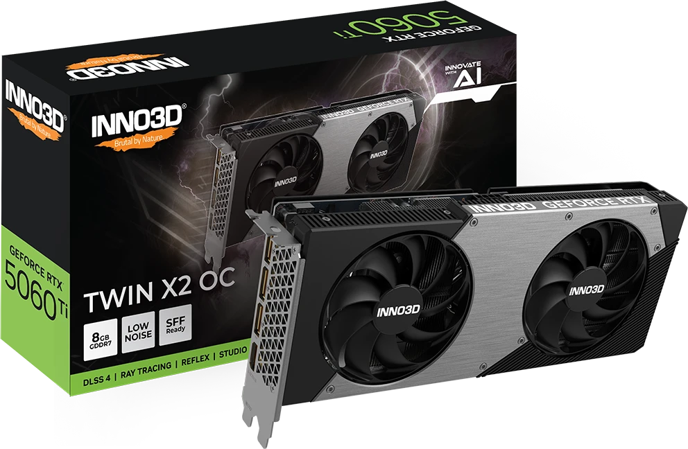 Видеокарта Inno3D RTX 5060Ti Twin X2 OC 8GB (N506T2-08D7X-193075N)