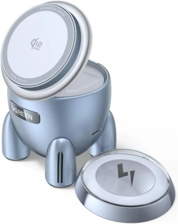 Зарядное устройство беспроводное Ugreen W713 Light Blue (65300)