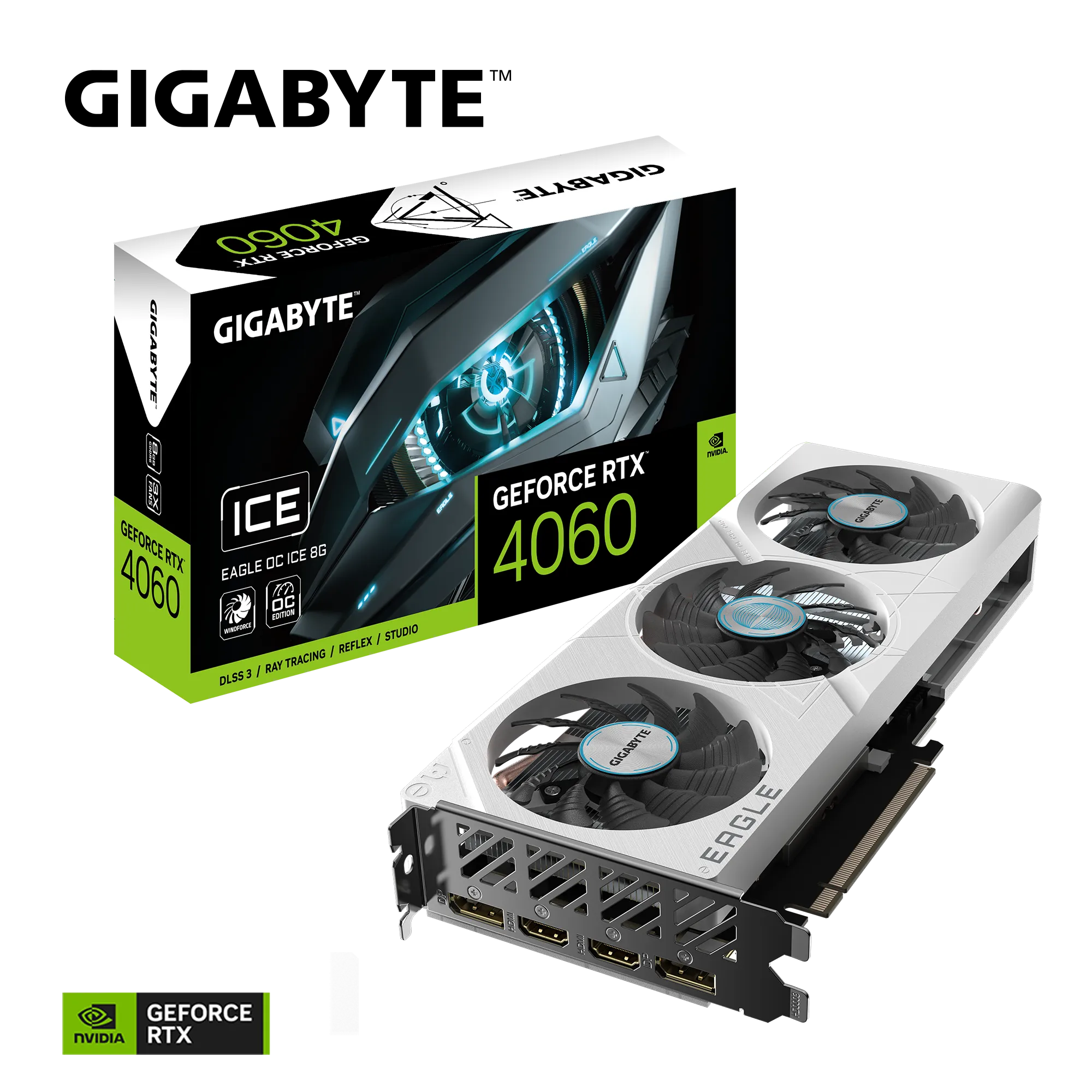 Видеокарта Gigabyte RTX 4060 (GV-N4060EAGLEOC ICE-8GD)