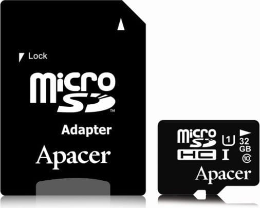 Карта памяти 32Gb Apacer microSDHC 32Gb (AP32GMCSH10U1-R) Class 10, UHS-I + SD adapter