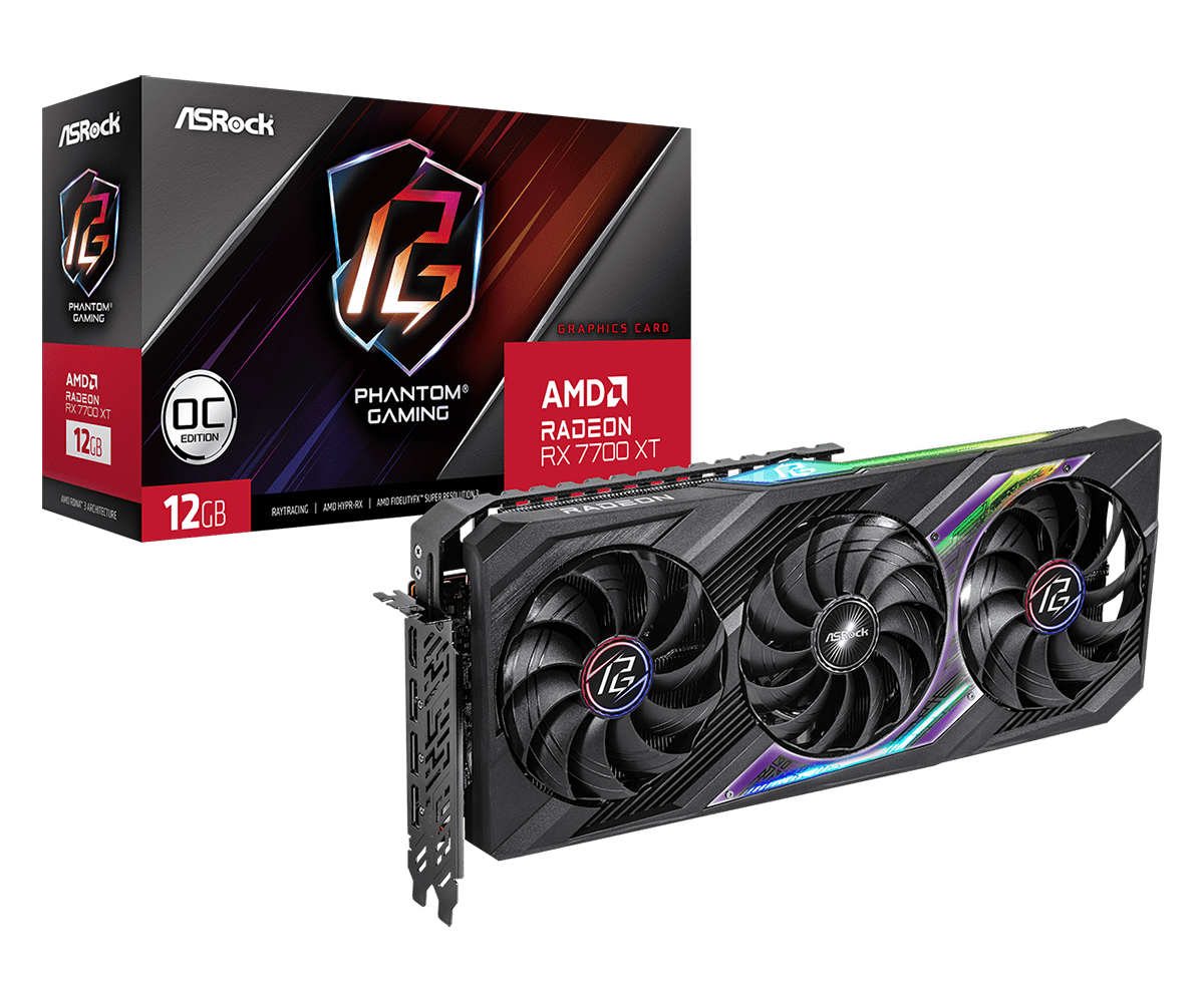 Видеокарта AsRock RX 7700 XT Phantom Gaming 12GB OC (RX7700XT PG 12GO)