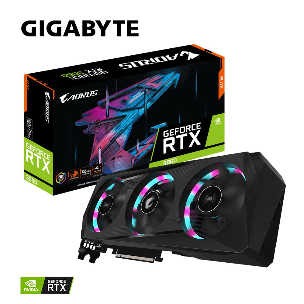 Видеокарта Gigabyte RTX 3060 AORUS Elite 12G rev.2.0 (GV-N3060AORUS E-12GD)