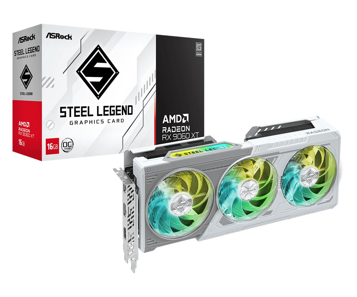 Видеокарта ASRock RX 9060XT Steel Legend OC 16Gb (RX9060XT SL 16GO)