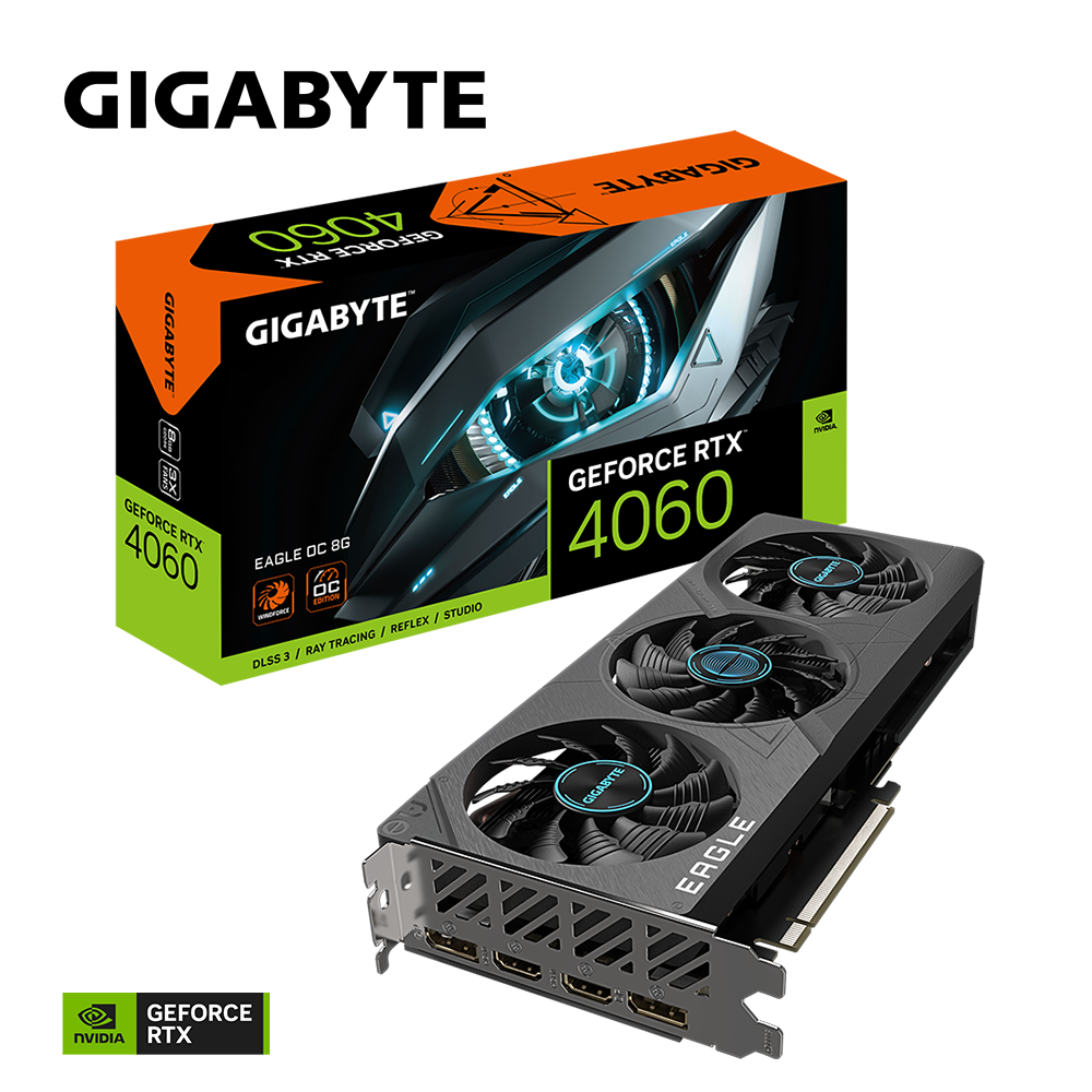 Купить Видеокарта Gigabyte RTX 4060 Eagle OC 8G (GV-N4060EAGLE OC-8GD) по цене 1 279.21 руб.