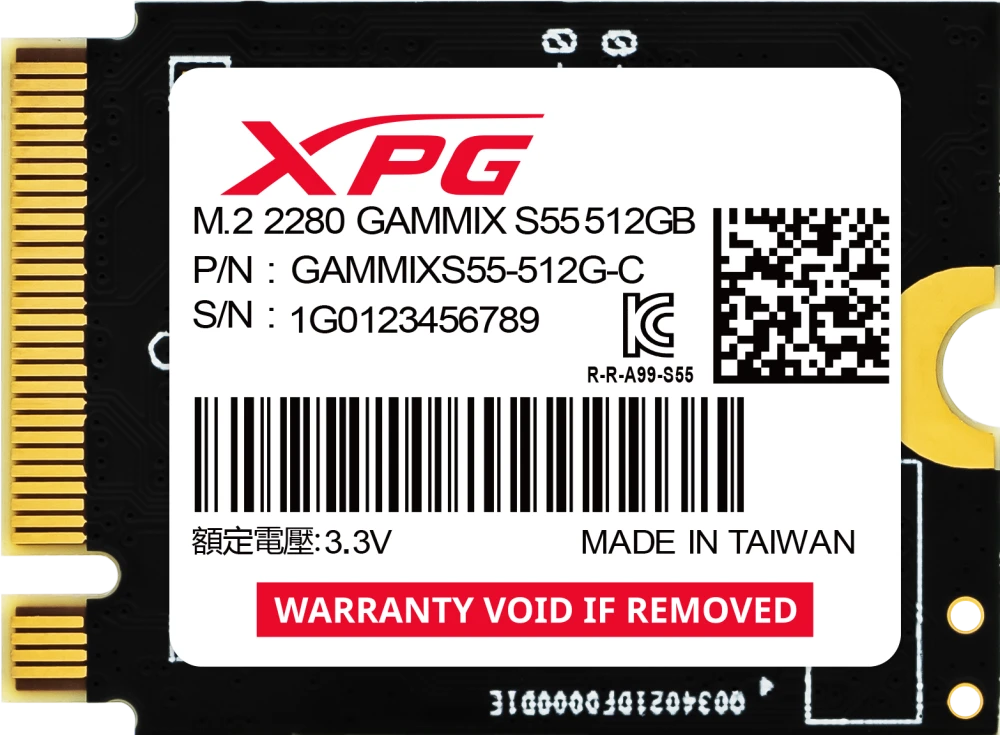 Жесткий диск SSD 512Gb AData XPG Gammix S55 (SGAMMIXS55-512G-C)