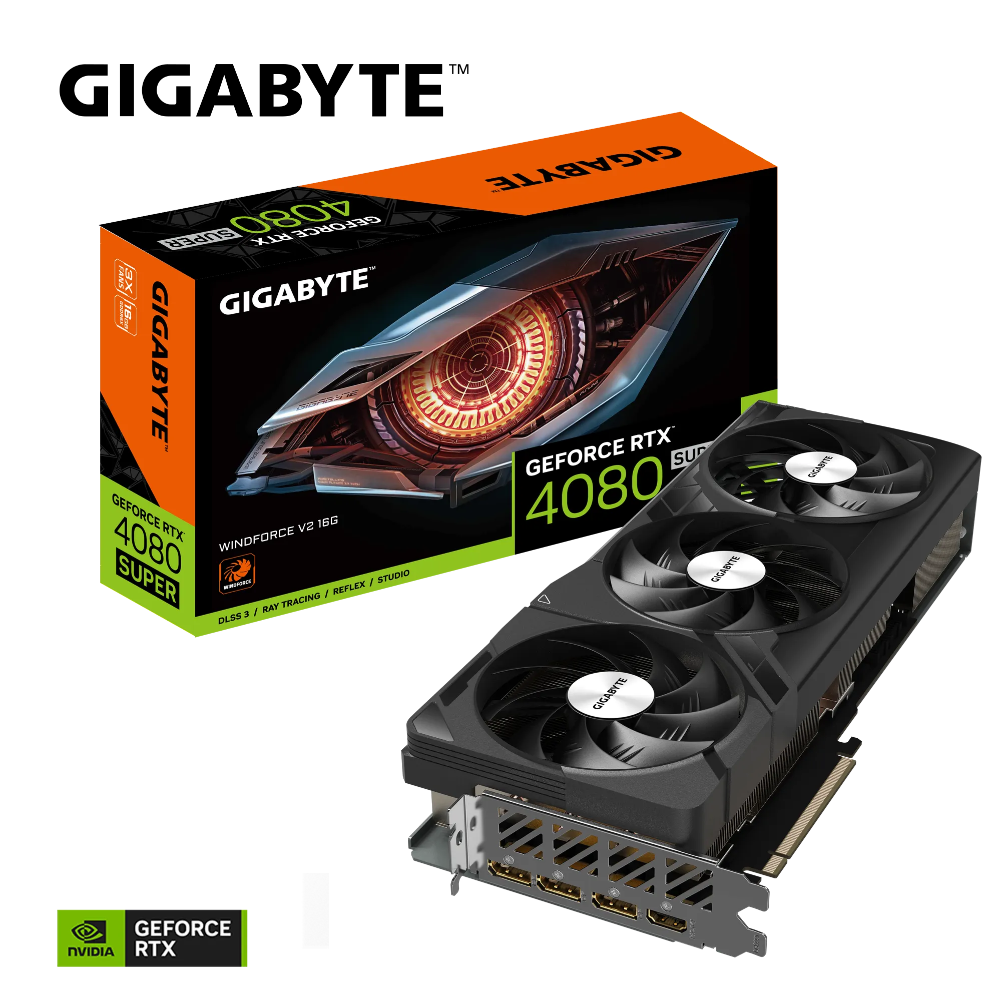 Видеокарта Gigabyte RTX 4080 Super WINDFORCE V2 16G (GV-N408SWF3V2-16GD)