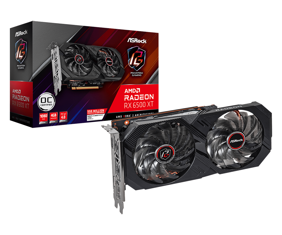 Видеокарта AsRock RX 6500XT Phantom Gaming D 4GB OC (RX6500XT PGD 4GO)