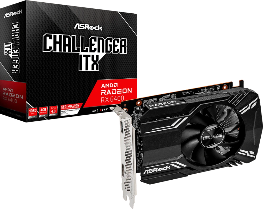 Видеокарта ASRock RX 6400 Challenger ITX 4Gb (RX6400 CLI 4G)