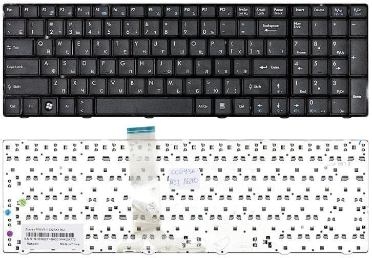 Клавиатура для ноутбука MSI A6200, CX605, CR630, CX705, черная (002936)