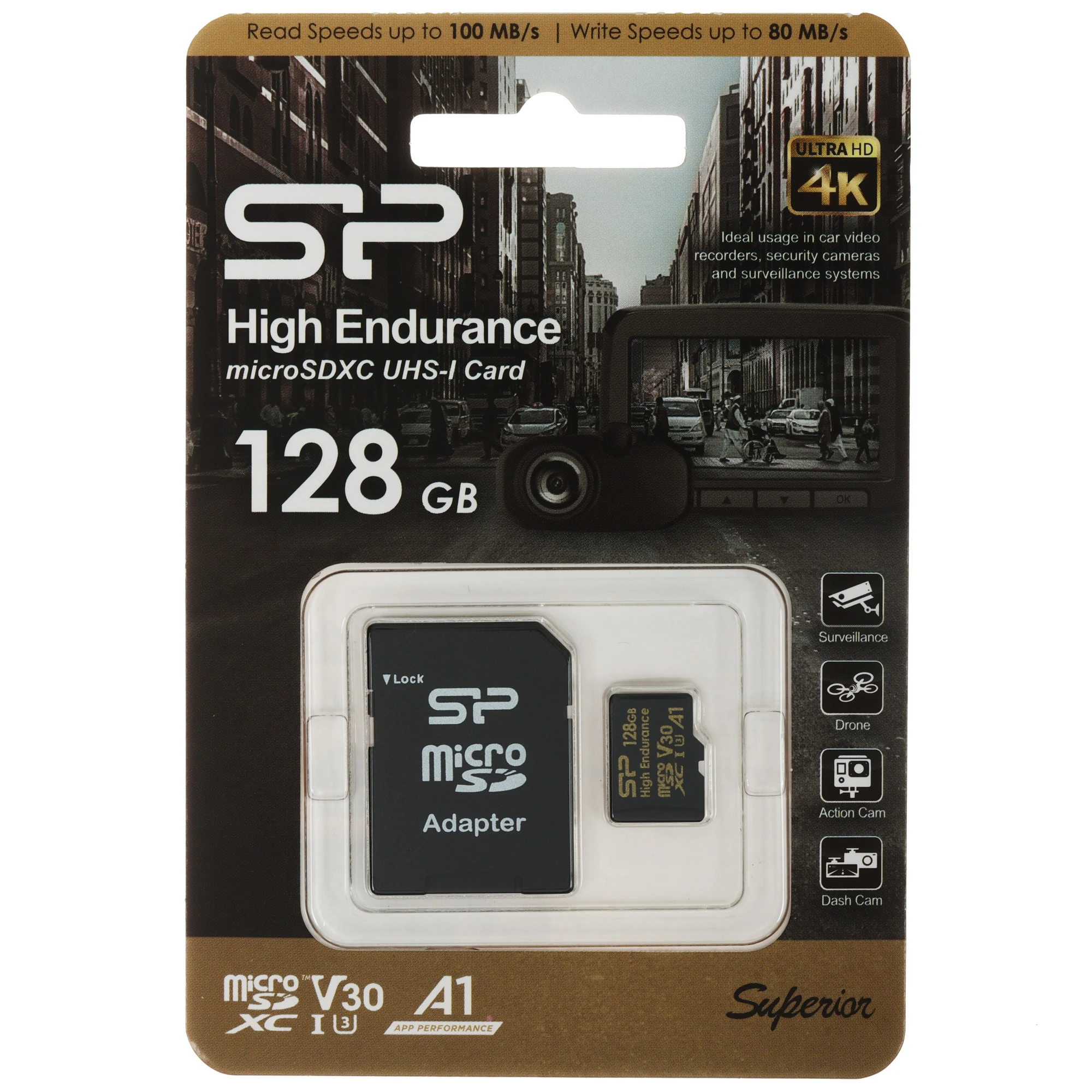 Карта памяти 128Gb Silicon-Power Golden Series High Endurance (SP128GBSTXDV3V1HSP)