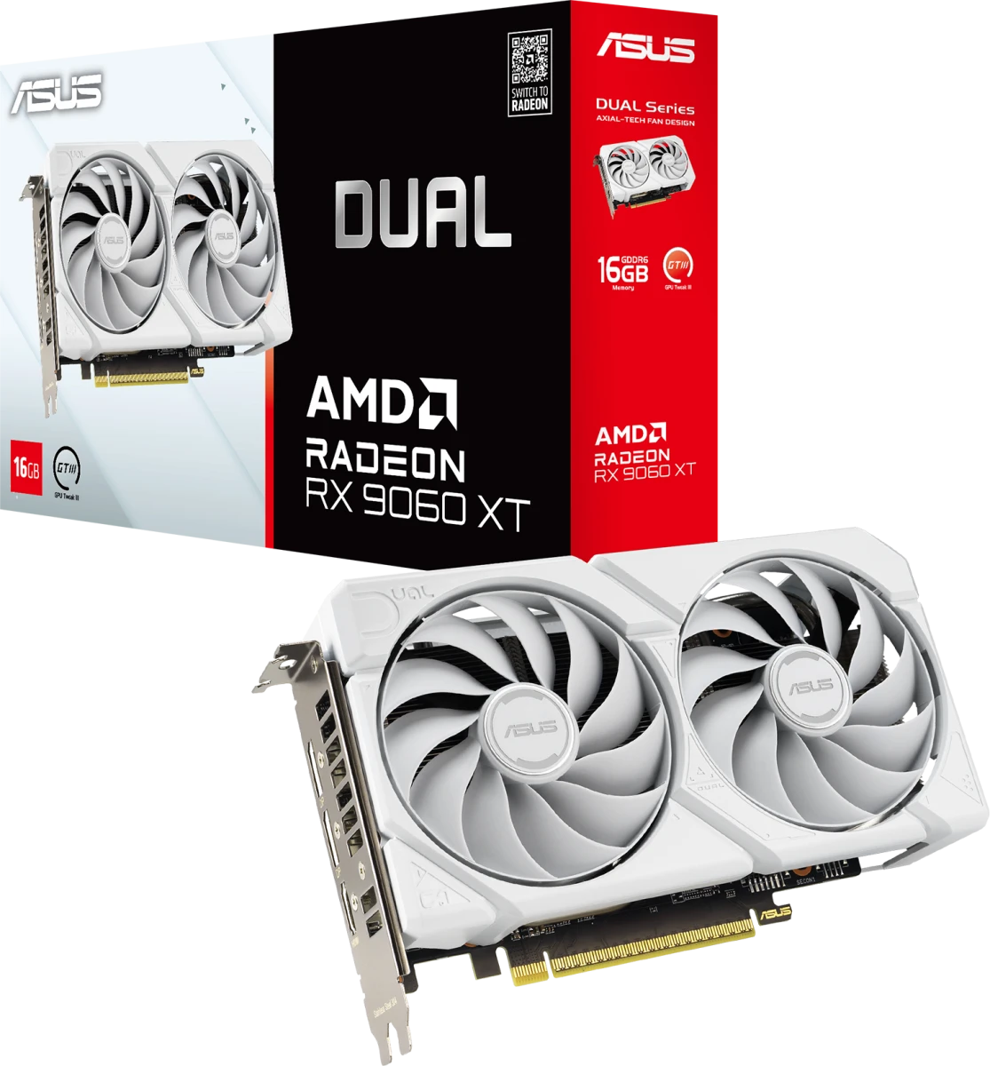 Видеокарта Asus RX 9060 XT Dual Radeon White Edition 16GB GDDR6 (DUAL-RX9060XT-16G-WHITE)