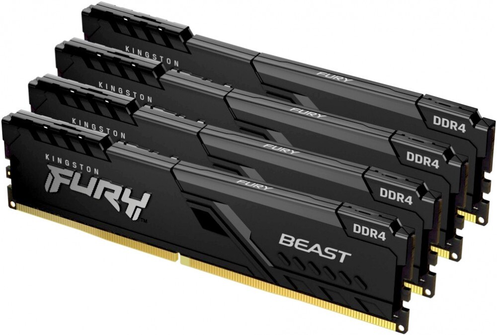 Оперативная память Kingston FURY Beast Black 64Gb (4*16Gb) DDR4 3600MHz (KF436C18BBK4/64)