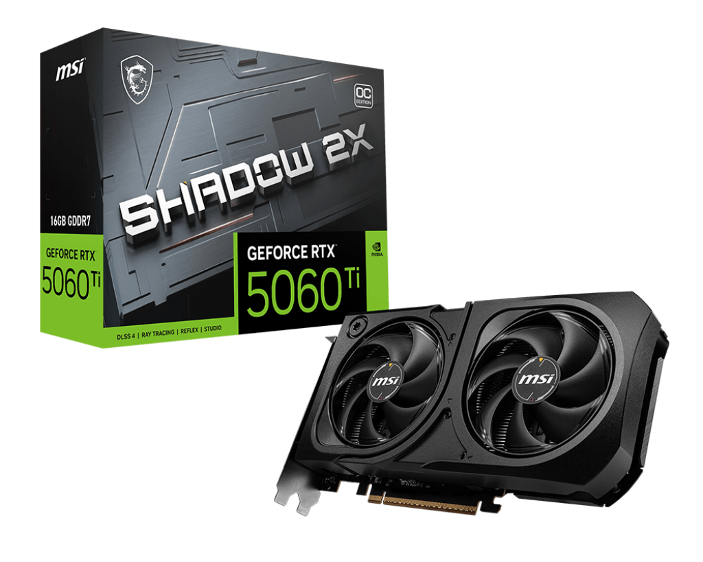Видеокарта MSI RTX 5060 Ti 16G SHADOW 2X OC PLUS