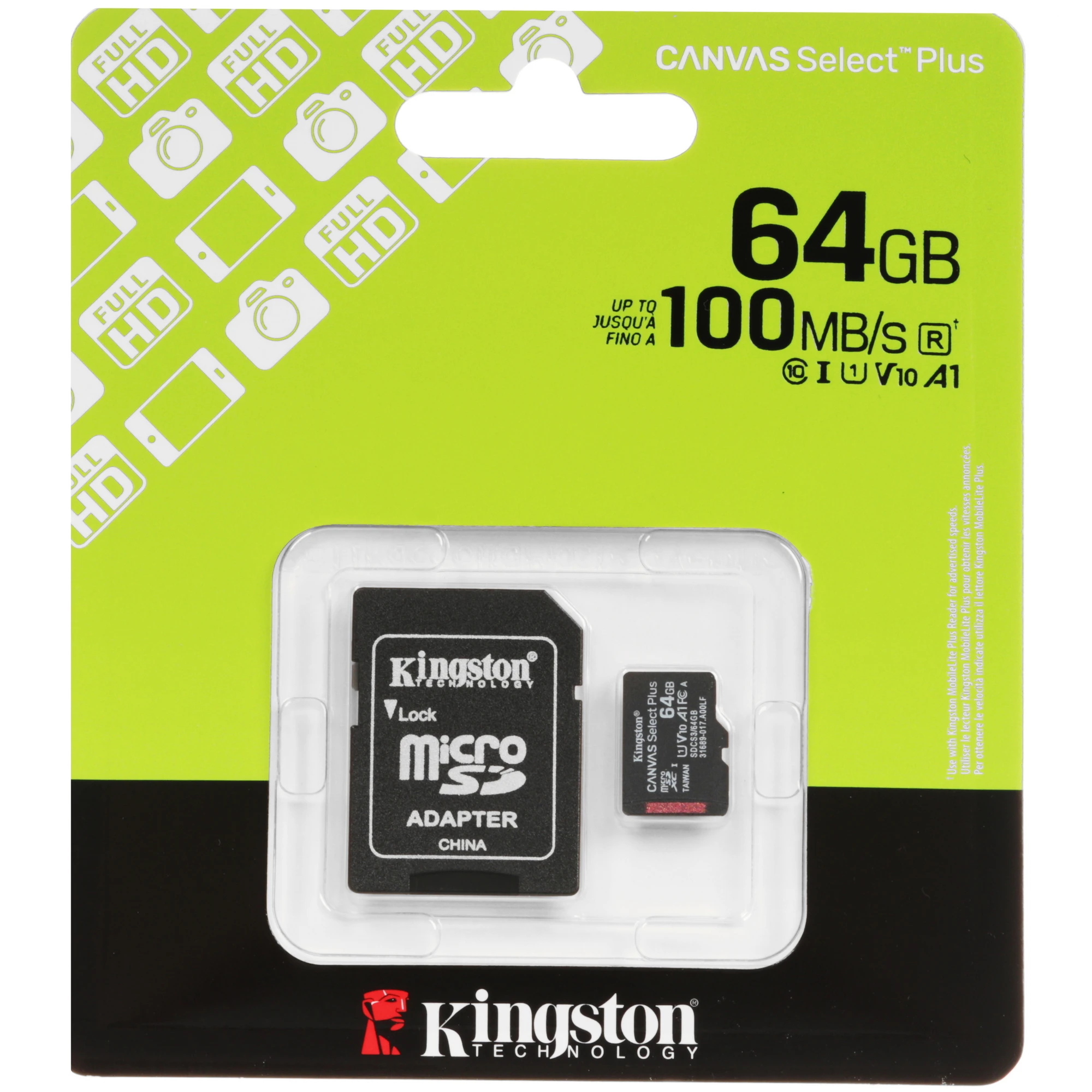 Карта памяти 64Gb Kingston Canvas Select Plus (SDCS3/64GB)