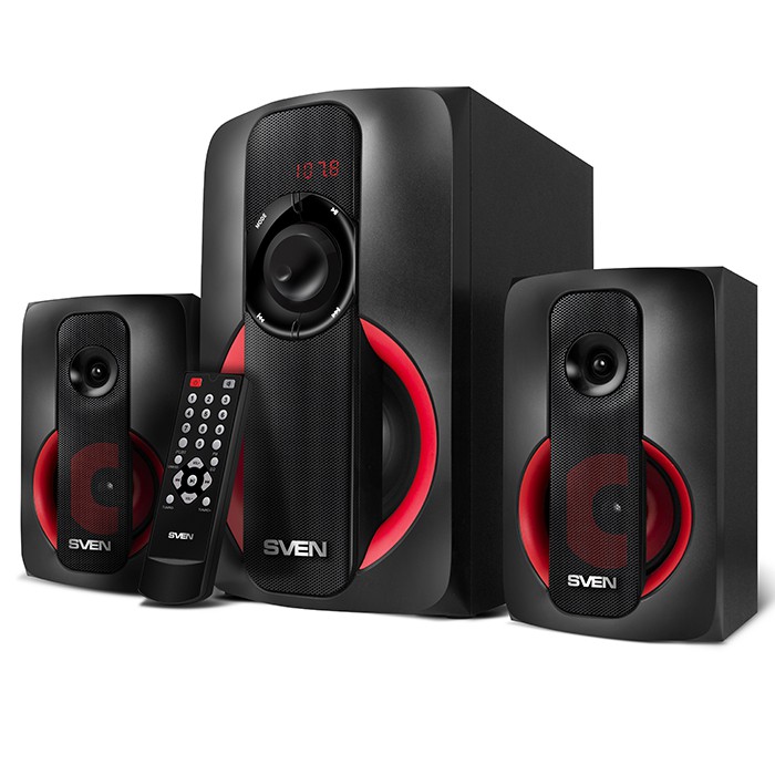 Колонки Sven MS-304 Black (2.1, 2x10W+20W, ДУ, BT, FM, SD, USB)