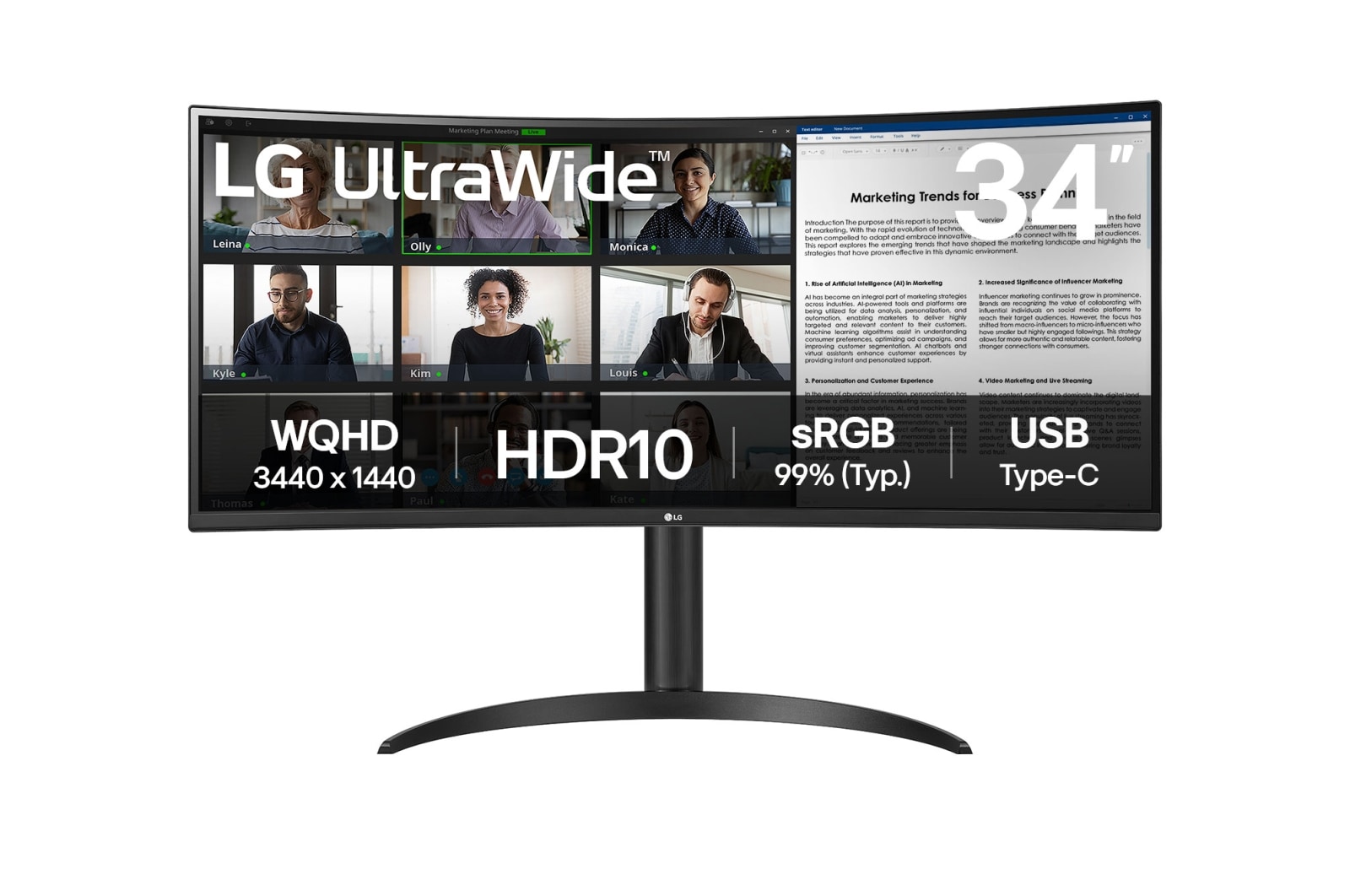 Монитор 34" LG UltraWide 34WR55QK-B