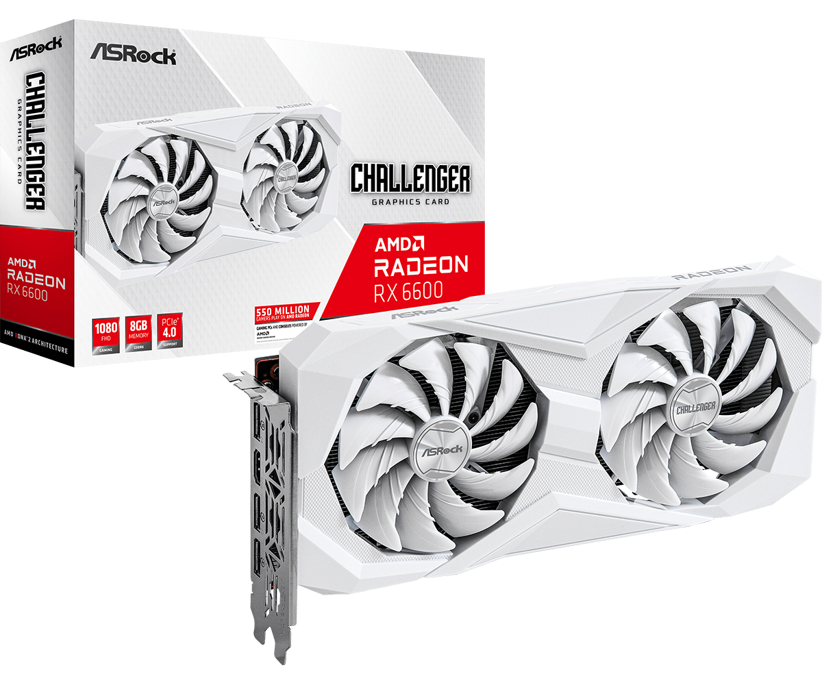 Видеокарта ASRock RX 6600 Challenger White (RX6600 CLW 8G)