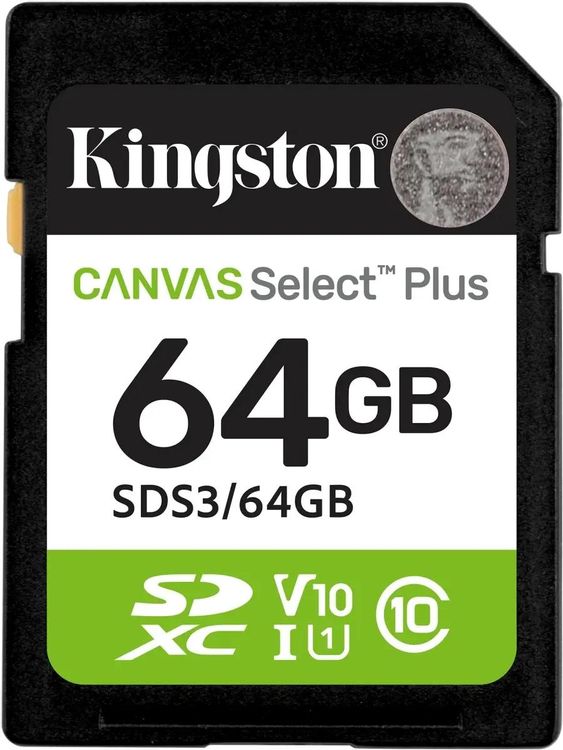 Карта памяти 64Gb Kingston Canvas Select Plus (SDS3/64GB)