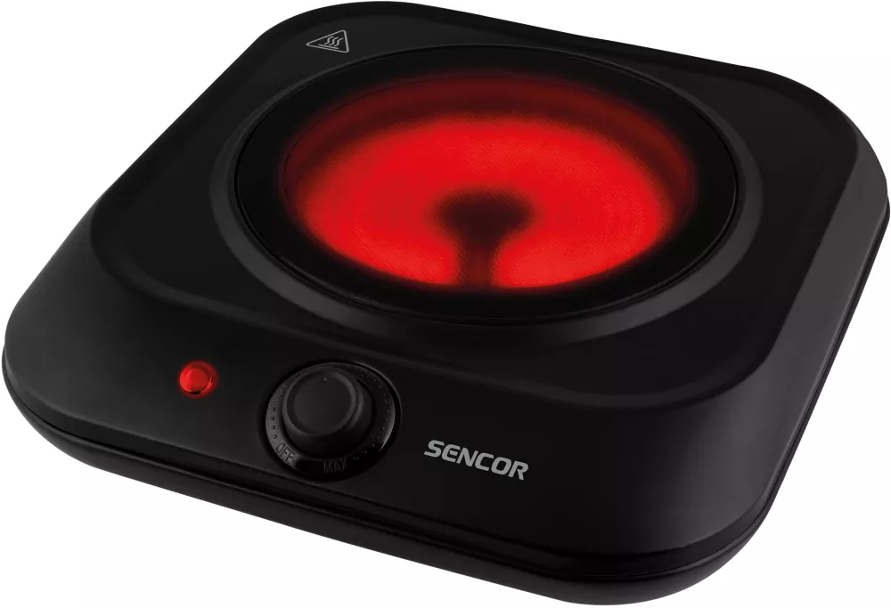 Плита Sencor SCP 1763BK (инфракрасная плита, 1 конфорка, 1200 Вт, 30×29×7.5 см)