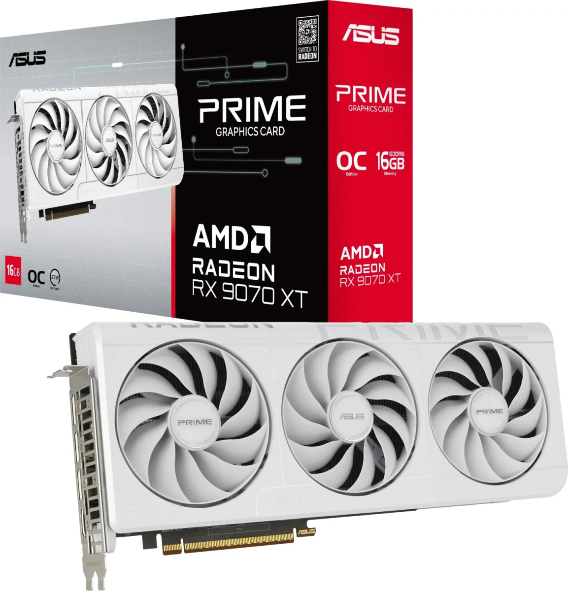 Видеокарта Asus RX 9070 XT Prime White OC Edition (PRIME-RX9070XT-O16G-WHITE)