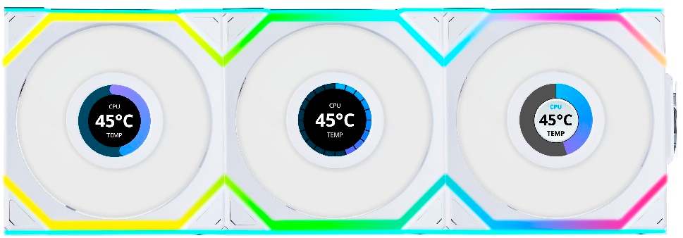 Набор вентиляторов Lian Li Uni Fan SL 120 Wireless LCD Reverse (G99.12RSLLCD1W3W.R0)