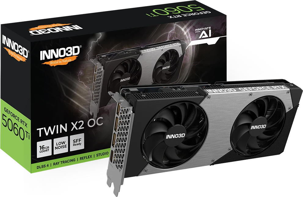 Видеокарта Inno3D RTX 5060Ti Twin X2 OC (N506T2-16D7X-191073N)