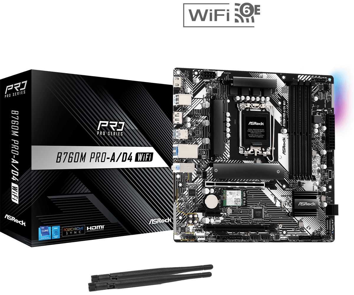 Материнская плата ASRock B760M PRO-A/D4 WIFI