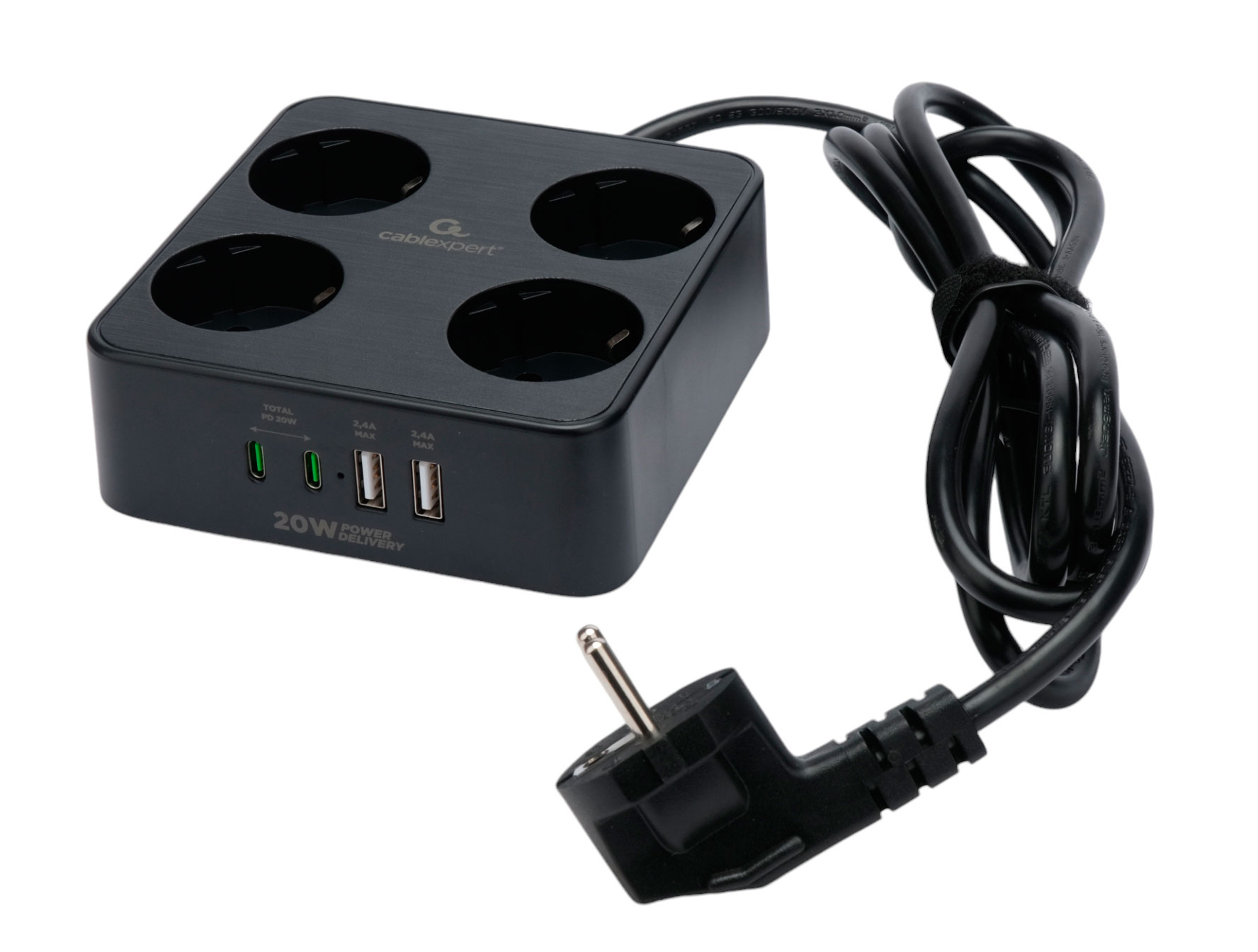 Сетевой фильтр Cablexpert Plate PLT-4-C2U2-B-2