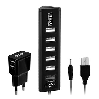 Разветвитель USB (USB-хаб) GINZZU GR-315UAB 7port (1xUSB3.0+6xUSB2.0)+adapter