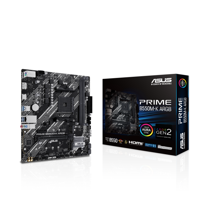 MB ASUS PRIME B550M-K Soc-AM4 (B550) PCI-E Dsub+DVI+HDMI GbLAN SATA MicroATX 4DDR4 RTL, фото 1