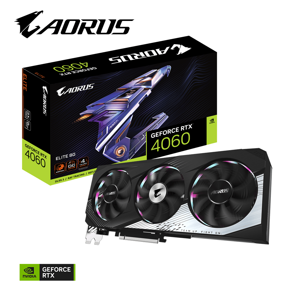 Видеокарта Gigabyte RTX 4060 Aorus Elite 8G (GV-N4060AORUS E-8GD)