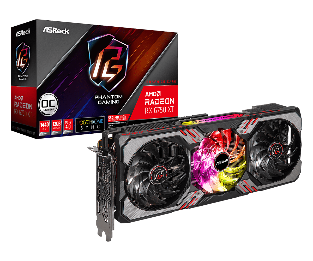 Видеокарта ASRock RX 6750XT Phantom Gaming D 12GB OC (RX6750XT PGD 12GO)