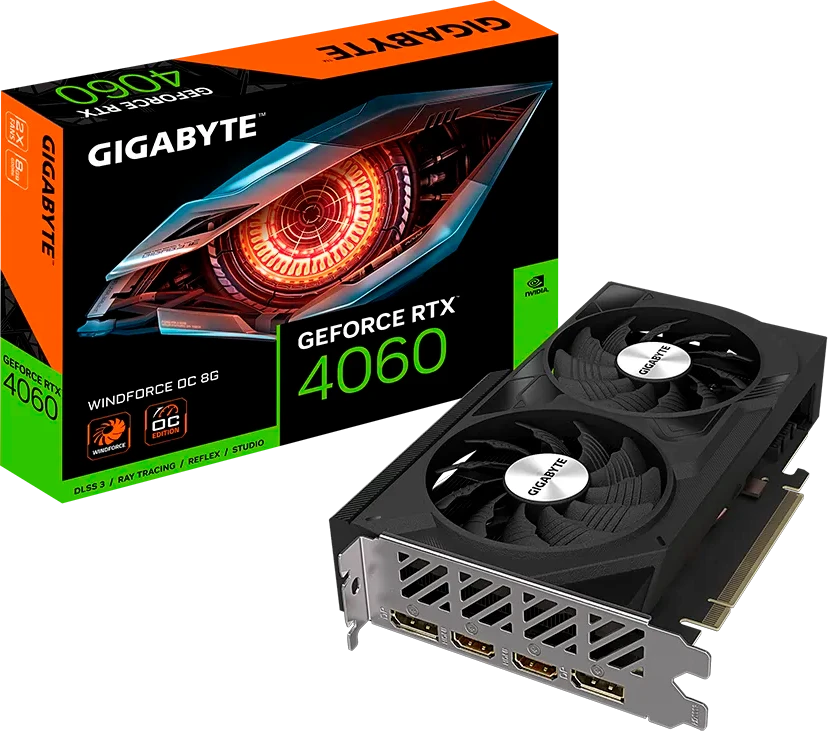 Видеокарта Gigabyte RTX 4060 Windforce OC 8G (GV-N4060WF2OC-8GD)