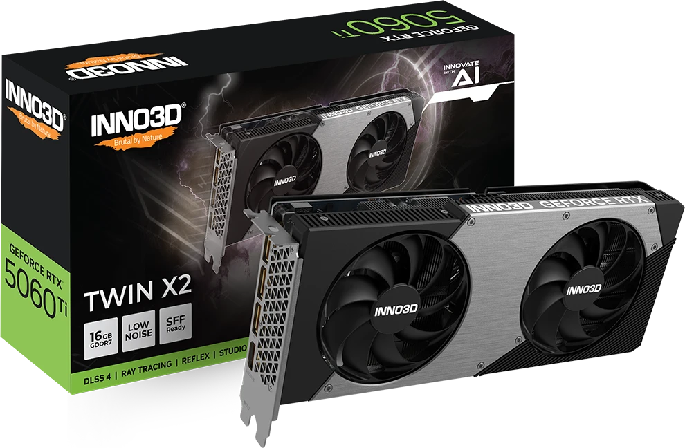 Видеокарта Inno3D RTX 5060Ti Twin X2 16Gb (N506T2-16D7-191073N)