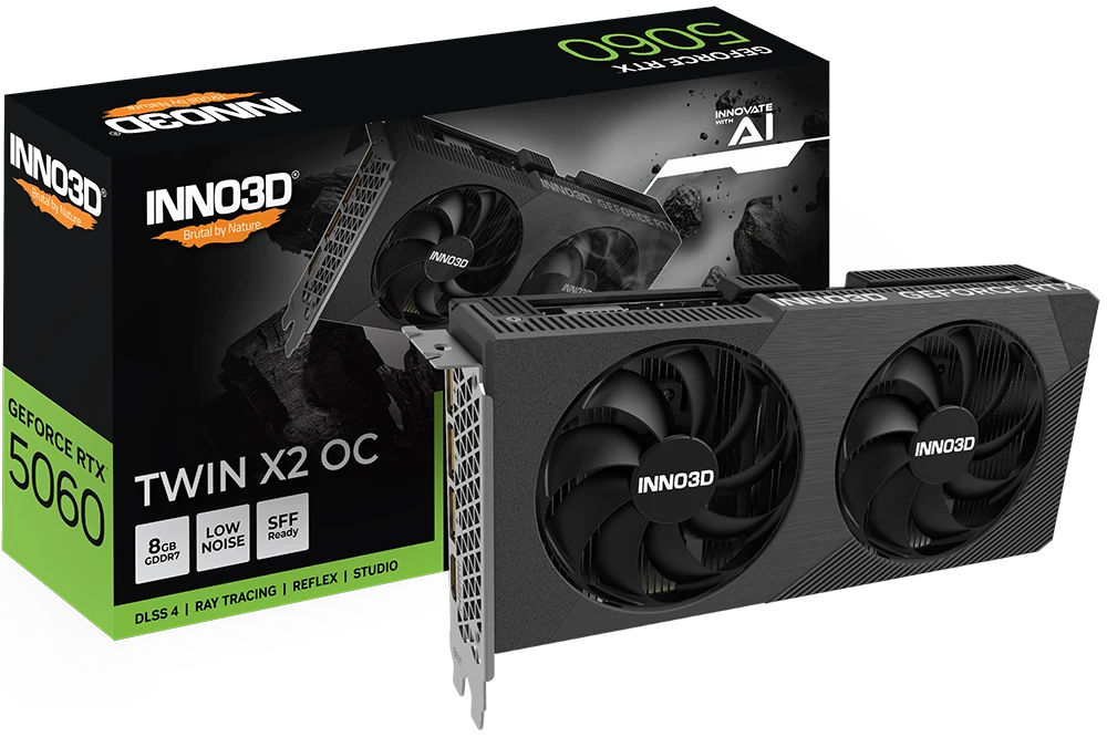 Видеокарта Inno3D RTX 5060 Twin X2 OC 8GB (N50602-08D7X-195071N)