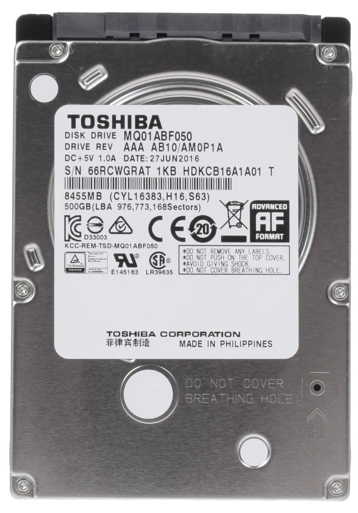 Жесткий диск 500Gb Toshiba Aquarius B (MQ01ABF050)
