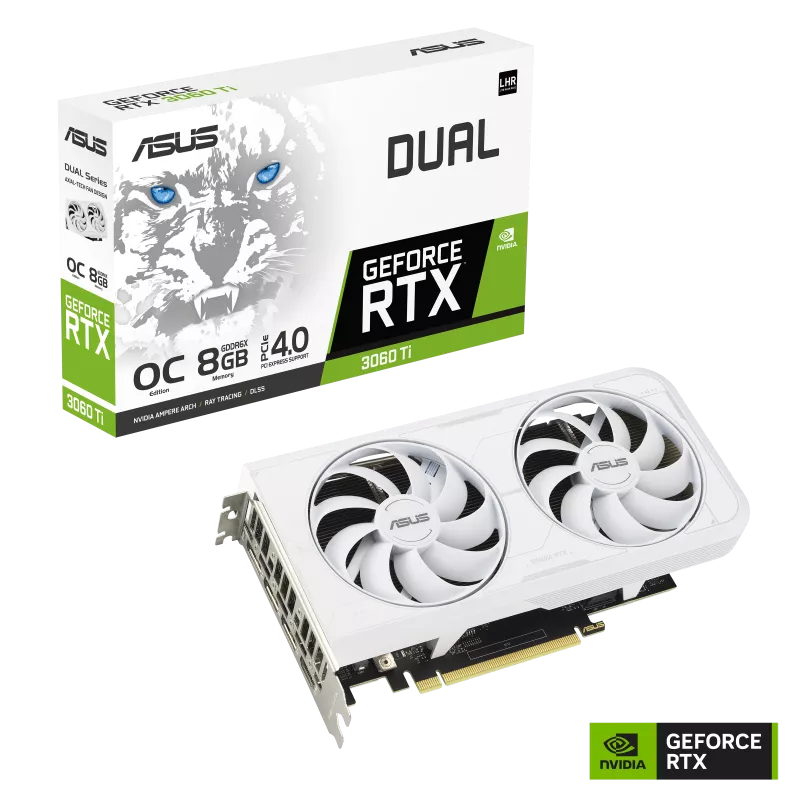 Видеокарта Asus RTX 3060Ti Dual White OC Edition (DUAL-RTX3060TI-O8GD6X-WHITE)
