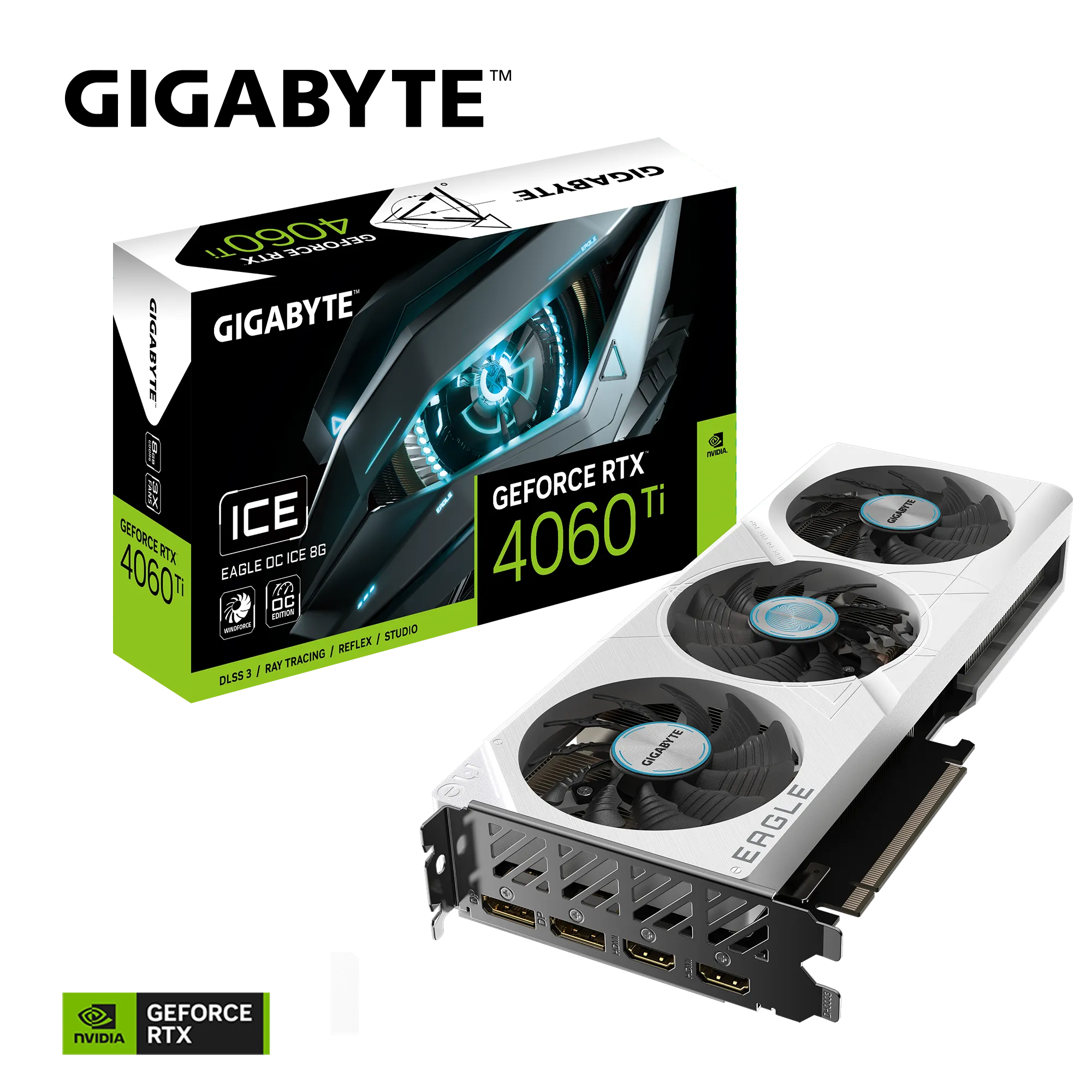 Видеокарта Gigabyte RTX 4060Ti (GV-N406TEAGLEOC ICE-8GD)