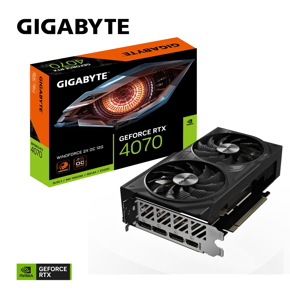 Видеокарта Gigabyte RTX 4070 Windforce 2X OC 12G (GV-N4070WF2OC-12GD)