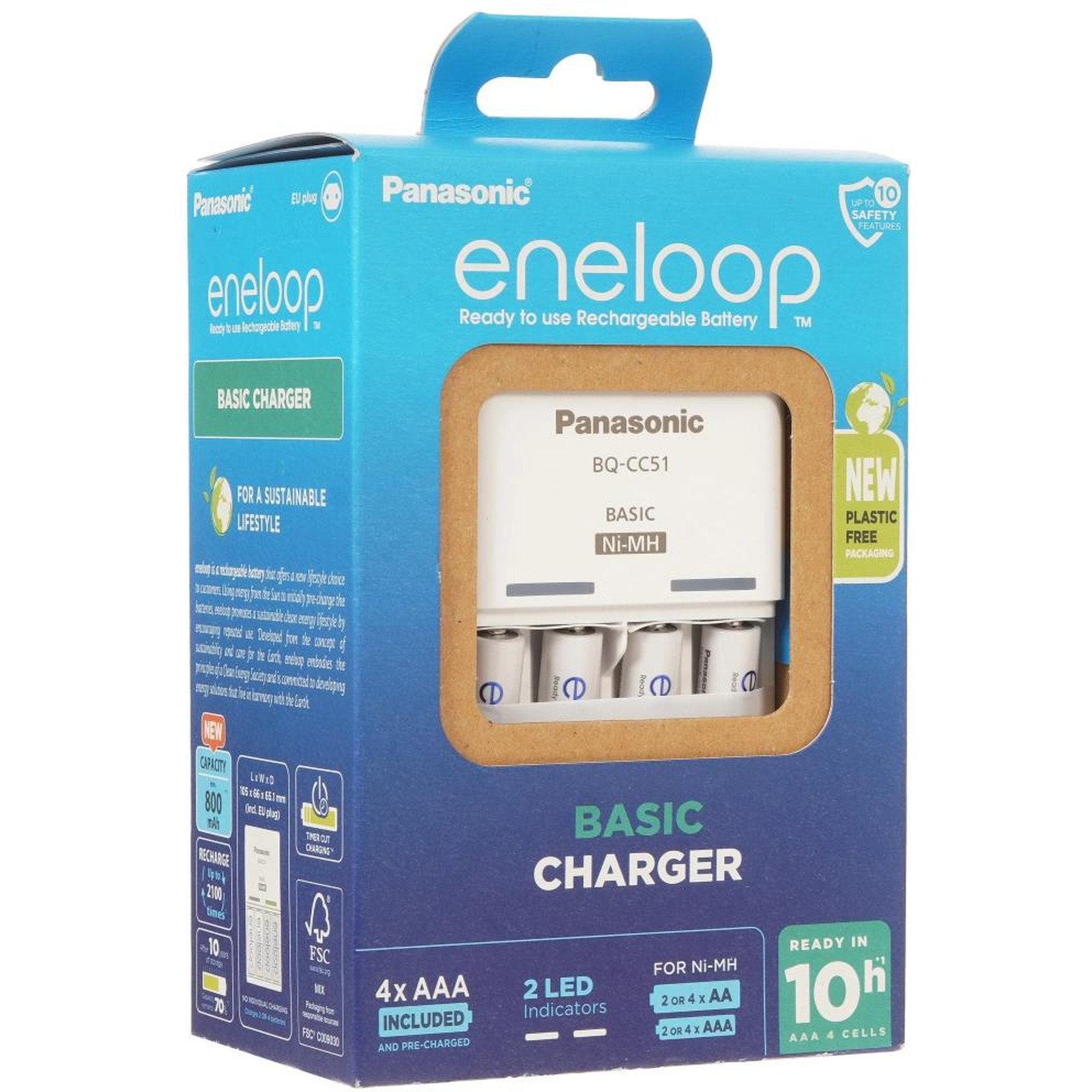 Аккумулятор PANASONIC Eneloop BQ-CC51/4xBK-3MCCE Basic Charger (K-KJ51MCD40E) (Аккумуляторы + зарядное устройство)