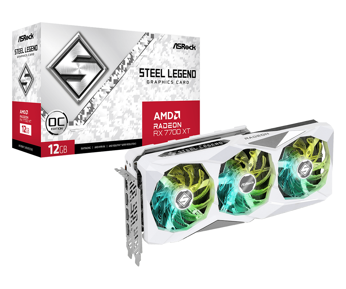 Видеокарта ASRock RX 7700 XT Steel Legend 12GB OC (RX7700XT SL 12GO)
