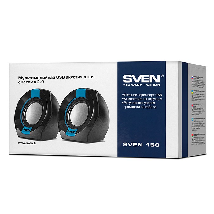 Колонки Sven 150 Black-Blue (2x2.5W) USB