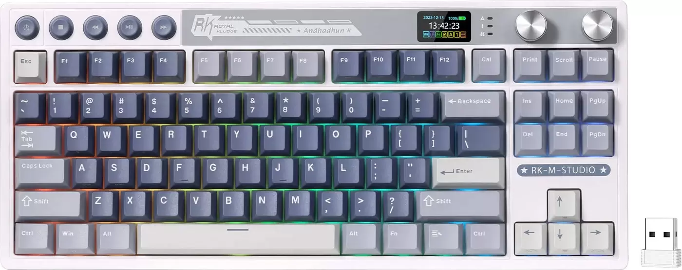 Клавиатура Royal Kludge M87 RGB Ocean Blue (RK Beige)