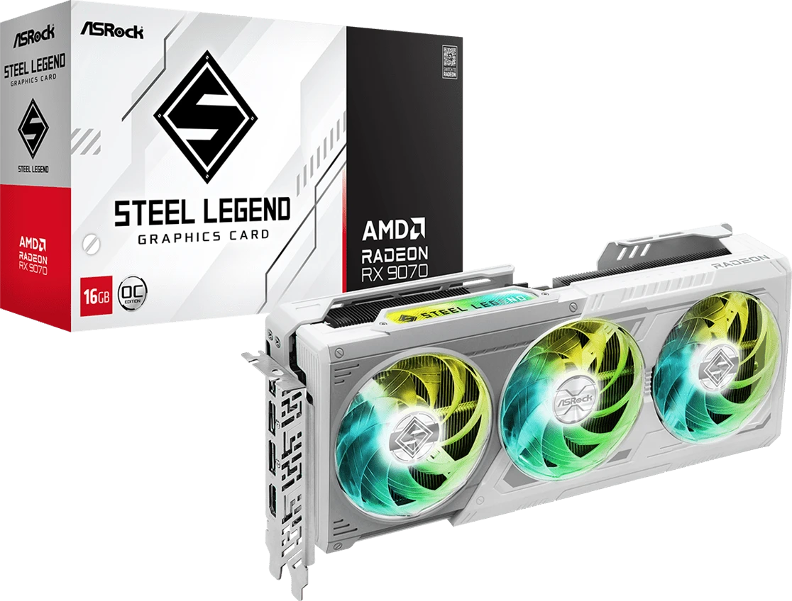 Видеокарта AsRock RX 9070 Steel Legend OC 16Gb (RX9070 SL 16GO)