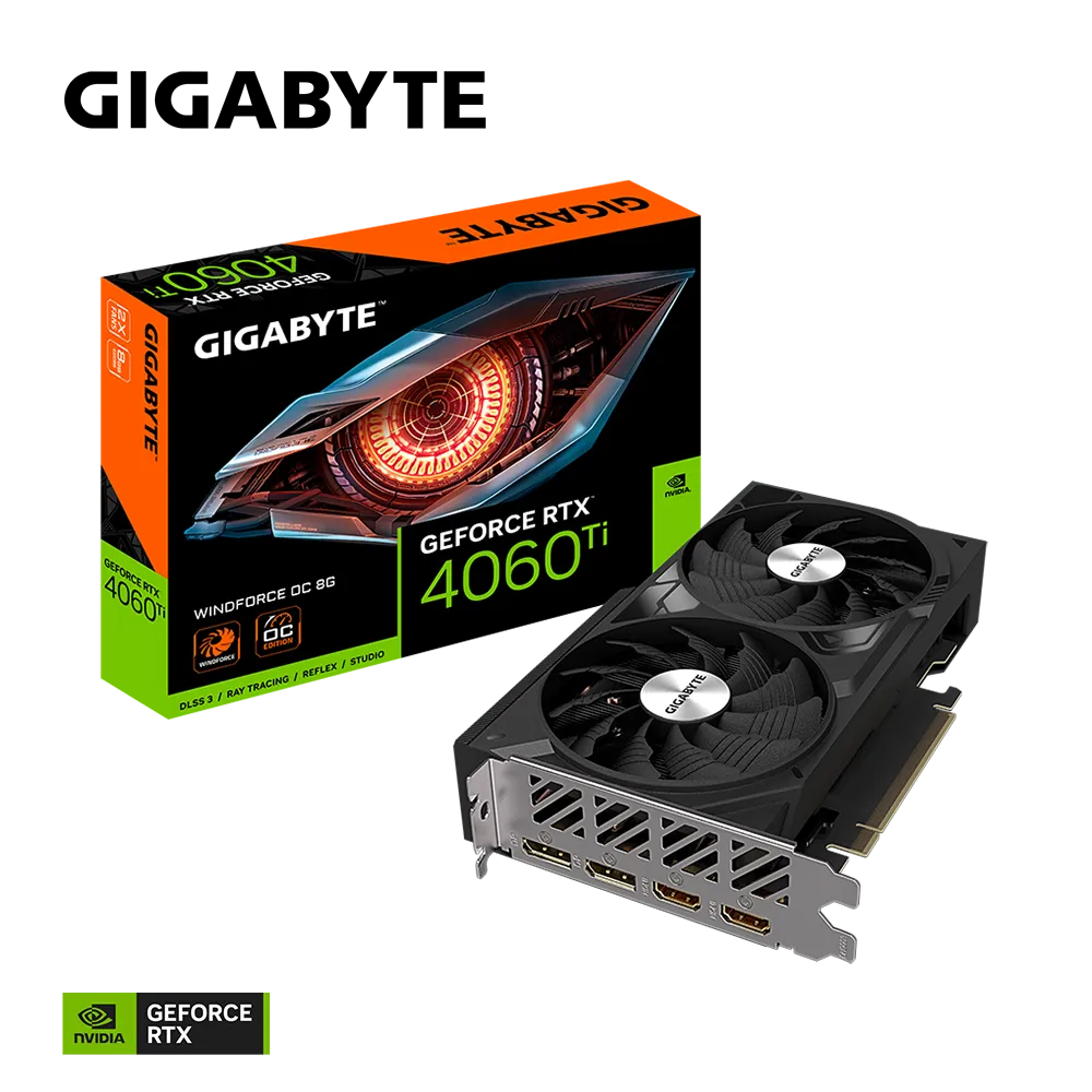 Видеокарта Gigabyte RTX 4060Ti Windforce OC 8G (GV-N406TWF2OC-8GD)